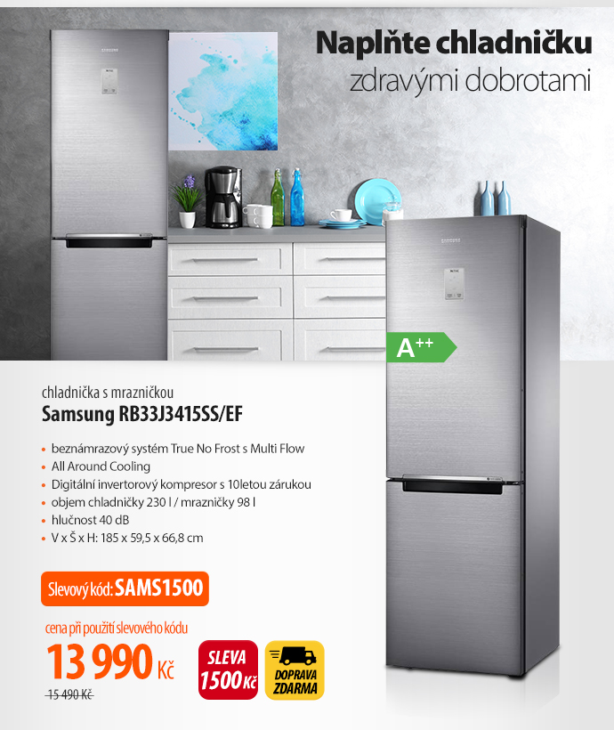 Chladnička s mrazničkou Samsung RB33J3415SS/EF