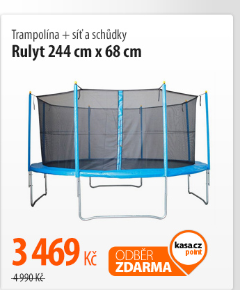 Trampolína Rulyt 244 cm x 68 basic, síť + schůdky ZDARMA modrá