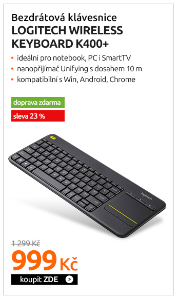 Bezdrátová klávesnice Logitech Wireless Keyboard K400+