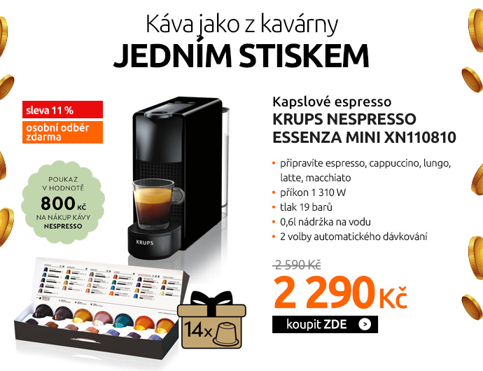 Kapslové espresso Krups Nespresso Essenza mini XN110810
